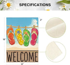 AVOIN colorlife Summer Beach Flip-flop Garden Flag 12x18 Inch Double Sided, Welcome Seasonal Holiday Burlap Yard Outdoor Decoration