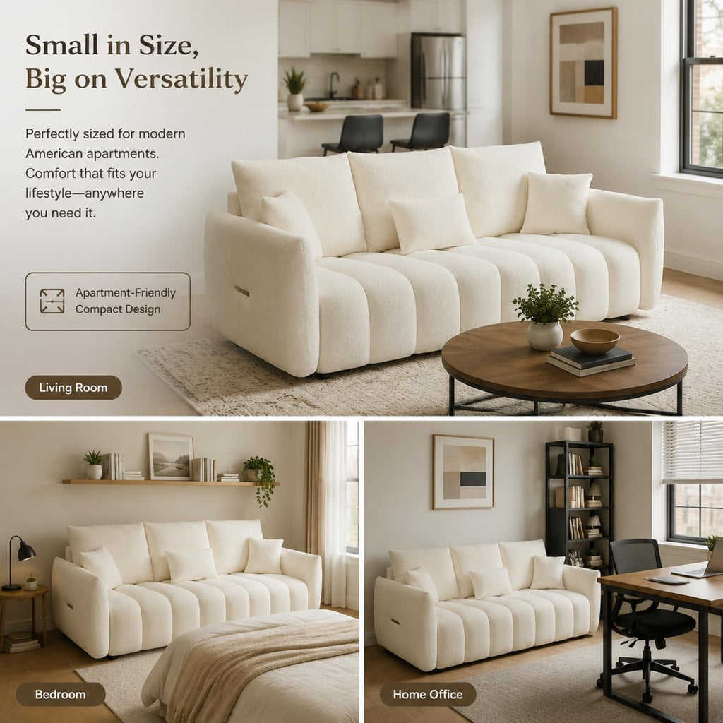 79.5" Boucle Sofas for Living Room, 3-Seater Couch for Apartment, Beige