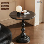 Side Table - 13.8" Round Small Accent Table with Metal Base, Multifunctional Vintage Coffee Table for Living Room, Bedroom, Office & Patio - Elegant Matte-Finished End Tables
