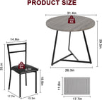 3-Piece Round Dining Set for 2 - Compact 31.4" Rustic Gray Kitchen Table with Upholstered Chairs, Space-Saving Breakfast Set for Small Spaces, Apartments & Studio Living