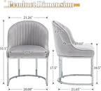 Velvet Dining Chairs Set of 4, Modern Upholstered Barrel Dining Chairs with Chrome U-Shaped Base, 18.5" Wide Accent Chairs Dressing Chair Lounge Chair, Grey