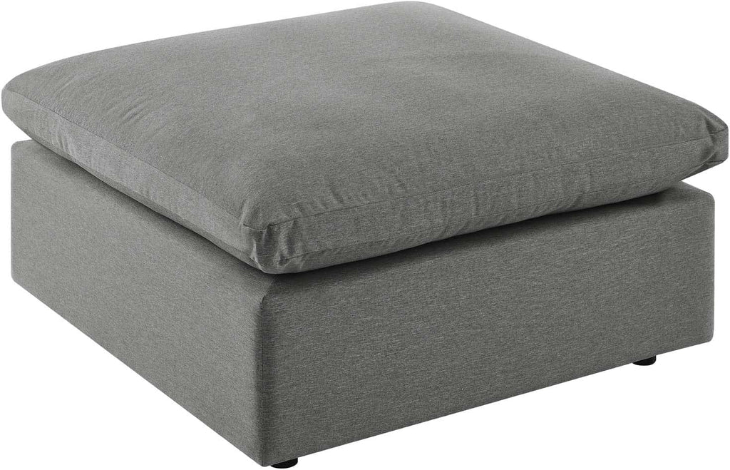 Modway Commix Outdoor Patio Overstuffed Sectional Sofa Ottoman in Charcoal
