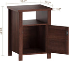 ChooChoo Farmhouse Nightstands Set of 2, Rustic Vintage End Side Table with Storage and Open Shelf, Small Bedside Tables for Bedroom, Walnut