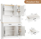 Shintenchi Pantry Cabinet with Charging Station, 70” Tall Kitchen Storage Cabinet with Microwave Stand, Storage Drawers & Adjustable Shelves, Large Capacity Kitchen Hutch for Dining Room, White