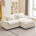 Oprisen 86" Modular Sectional Sofa, Comfy Deep Cloud Couch with Ottoman | L-Shaped Couches for Living Room, Modular Couch, Deep and Wide Seat, Chenille Sofa Sleeper with Throw Pillows, Beige White
