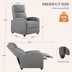 OLIXIS Recliner Chair for Adults, Home Theater Seating with Lumbar Support | Fabric Reclining Sofa Chair Seat for Living Room, Recliners, Gray