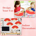12 Pieces Red Hand Held Bamboo Folding Fans Paper Fans Handheld for Women Foldable Girls Wedding DIY Decoration Church Home Party Favors Summer