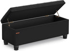 SONGMICS Storage Ottoman, 46.5 Inches Long Bed End Stool, Solid Wood Legs | Buttons Decoration, Non-Slip Foot Pads, 330.7 lb Load Capacity, Ink Black, MACEO Collection ULOM071B01