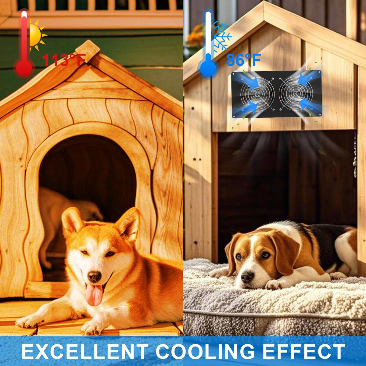 25W Solar Powered Dual Metal Shell Fan Kit, IPX7 Waterproof Monocrystalline Solar Panel Intake Exhaust Fans for Chicken Coops, Greenhouses, Sheds, Dog Houses, and Windows Ventilation and Plug & Play