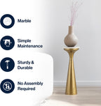 JONATHAN Y Oliver 8" Round Marble Pedestal Drink Table, Gold/White | 22.25" High Modern Martini Cocktail Accent Stand, Small Side Furniture, No Assembly, Mid-Century Glam Style