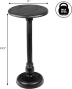 JONATHAN Y Leopold Solid Mango Wood Round Pedestal Drink Table, 24.5" Tall Traditional Martini Accent Side Table for Living Room and Small Spaces with Turned Leg, Black END3006C