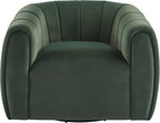 Christopher Knight Home Monroe Velvet Swivel Club Chair,Armchair with 360-Degree Rotation,Upholstered Barrel Swivel Sofa Chair for Living Room/Bedroom,Tufted Back,Thick Cushion, Iron Base, Olive Green