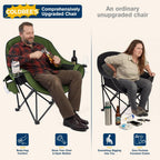 Coldbee Oversized Camping Chairs, Heavy Duty Padded, Thick Headrest, Green