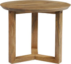 TUP THE URBAN PORT Nina 18.5" Round Handcrafted Side End Table | Natural Brown Mango Wood