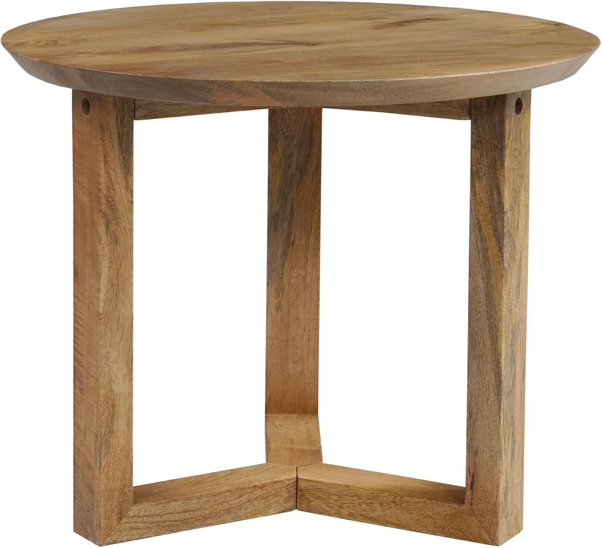 TUP THE URBAN PORT Nina 18.5" Round Handcrafted Side End Table | Natural Brown Mango Wood