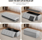 Storage Ottoman Bench, 43 Inch Ottoman Foot Rest, End of Bed Bench, Storage Chest for Living Room, Bedroom, Entryway, Light Gray