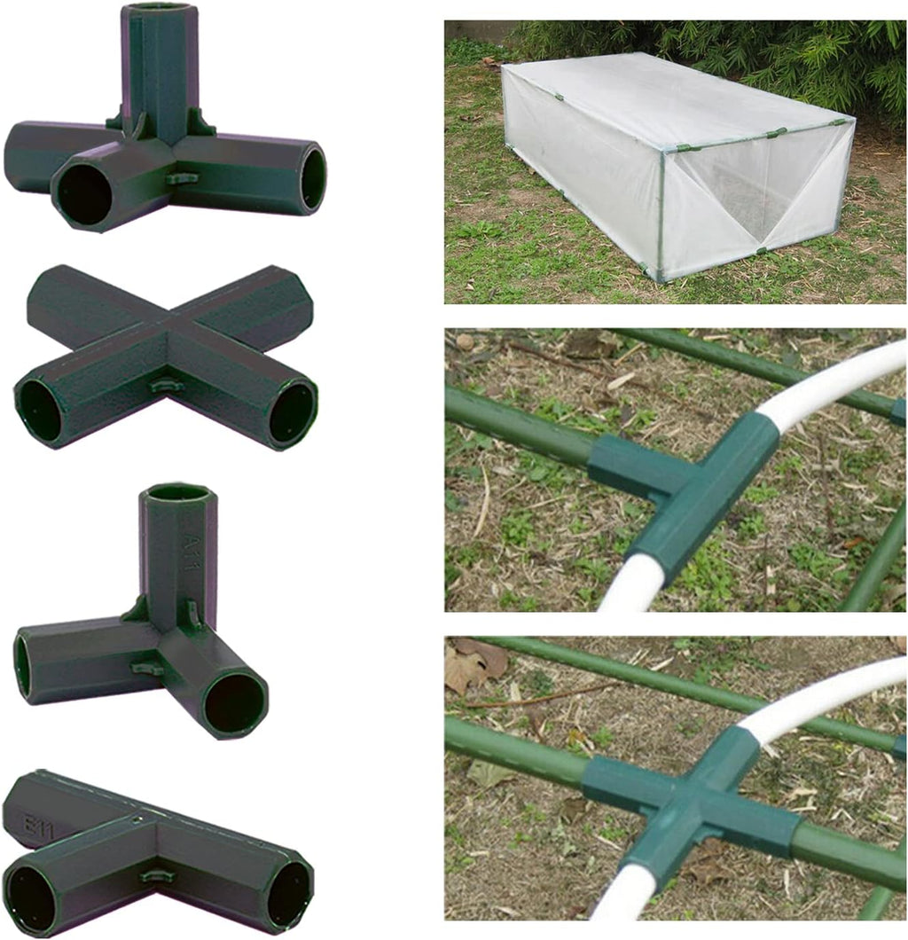 12PCS Fitting 16MM 4 Types Stable Support Heavy Duty Greenhouse Frame Building Connector Black Suitable for Grape Trellis Sunscreen Shed Gardening