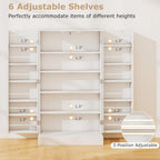 NAFORT 17-Tier Pantry Cabinet with 2 Doors and 6 Adjustable Shelves, Food Storage for Kitchen, Dining Room, Living Room (White)
