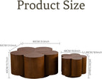 Modern Nesting Coffee Tables Woody Grooved Tea Table Space Saving Center End Side Tables for Living Room Apartment Office Library Cafe Walnut
