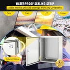 VEVOR NEMA Steel Enclosure, 20 x 16 x 10'' NEMA 4X Steel Electrical Box, IP66 Waterproof & Dustproof, Outdoor/Indoor Electrical Junction Box, with Mounting Plate
