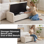 Oversized Ottoman Bench with Storage, Chenille Beige | Oversized Storage Bench，Ottoman Foot Rest