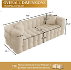 Wrofly Boucle Sofa Couch, 74.8" Comfy Upholstered Sherpa Sofa, Tufted Cozy 3-Seater Deep Seat Cloud Couch, Modern Oversized Loveseat with 2 Pillows for Living Room Apartment Office, Light Brown
