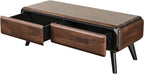 Furniture of America Nazaen Modern 2-Piece Coffee Table Set, Rich Walnut | Solid Wood 48-inch Coffee Table and 25-inch End Table with Drawers and Splayed Legs for Living Room, Home Office