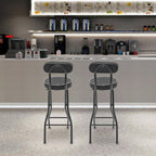 2Pcs-Folding Bar Stool with Back, Black Tall Foldable Chair Counter Height Collapsible Stool PU Leather Padded for Kitchen Island, Restaurant, Bar, Cafe Shop, Outdoor Camping