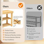 BAMBUROBA Bamboo Shoe Rack Bench, 3-Tier Entryway Bench, Small Shoes Storage Organizer Holds Up to 300lbs, 27.5 x 11 x 16.9 Inches, for Front Door, Hallway, Living Room, Bedroom,Natural