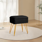 Alessing Vanity Stool Chair Ottoman with Storage, Sherpa Vanity Chair for Makeup Room, Rectangle Vanity Stools with Metal Legs, Soft Makeup Stool Footrest Footstools for Bedroom Living Room, Black | Square Padded Seat Foot Stool With Metal Legs For