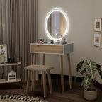 YOURLITE Makeup Vanity Table Set with 3 Modes Adjustable Lighted Mirror Cushioned Stool, Dressing Table for Small Space | 3 Lighting Modes, Adjustable Brightness, Cushioned Stool, Dressing Table, Compact Design, for Small Spaces