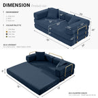 ivoros 78" Convertible Sleeper Sofa Bed, Corduroy Folding Sofa Bed with Fixed-Shape Frame, Fold Out Floor Mattress Couch, Lazy Compression Sofas for Living Room, Bedroom, No Assembly Required, Blue