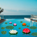Artificial Lily Pads for Pond, 11in & 6in Artificial Flowers Floating Foam Lotus Flower with Fake Lily Pads, for Pool Garden Koi Fish Pond Aquarium Pool Wedding Decor, 14PCS