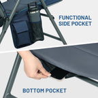 Timber Ridge Oversized Folding Rocking Camping Chair, Padded Outdoor Rocker with High Back, Portable Outdoor Chair for Patio, Garden, Lawn, Supports up to 400 lbs, Blue, 2 Pack