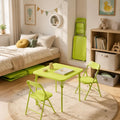 Bonnlo Kids Folding Table and Chairs Set (Green, with 2 Chairs) | Children's Activity Table with 2 or 4 Folding Chairs, Sturdy Metal Frame with Safety Latches