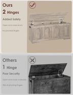DINZI LVJ Storage Chest, Wooden Toy Box, Greige 50.0" L | Extra Large Storage Bench, 2 Soft-close Hinges, Finger-safe Flip-Top Lid, Easy Assembly, Farmhouse Trunk, Living Room/Bedroom