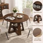 43"-59" Extendable Round to Oval Wooden Dining Table | 1.2" Thick MDF Tabletop,20" Storage Shelf,Smooth Silent Glides,Small Spaces Apartment Kitchen Dining Room,Walnut