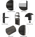 Garvee Corner Wine Rack Cabinet for Liquor Cabinet with Adjustable Shelves, 61 in Industrial Tall Bar Cabinet Freestanding with Mesh Door and Glass Holder for Kitchen, Rustic Brown
