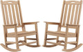 Psilvam Outdoor Rocking Chairs Set of 2, Oversized Porch Rocker (Teak)