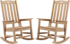 Psilvam Outdoor Rocking Chairs Set of 2, Oversized Porch Rocker (Teak)