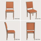 Dining Chairs Set of 2, Mid Century Modern Upholstered Dining Room Chairs, Fabric High Back Kitchen Chairs with Nailhead Trim and Wood Legs for Living Room Kitchen Restaurant, Orange