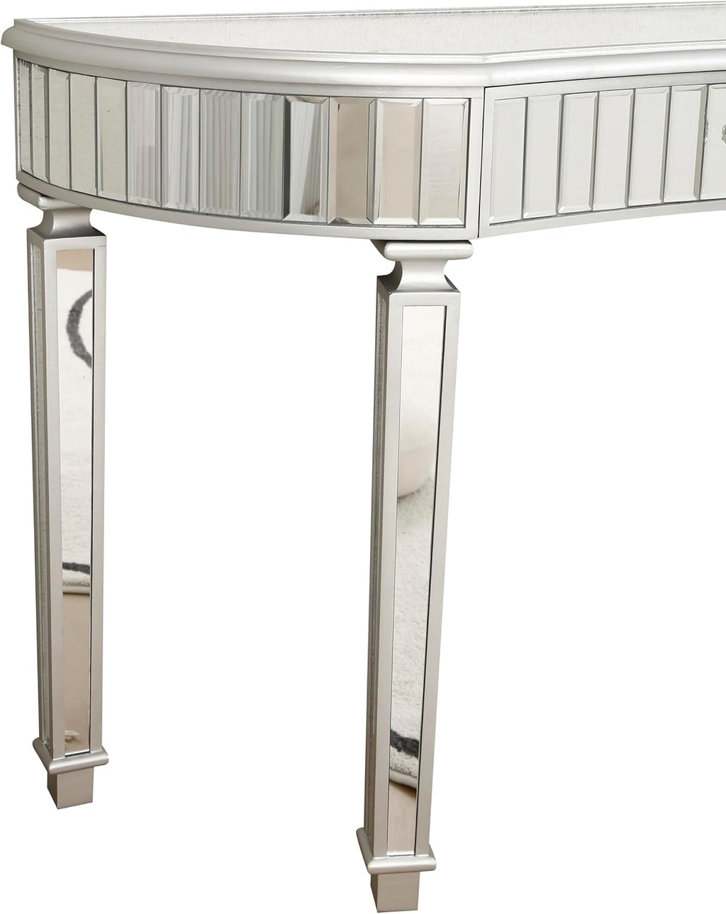 SSLine Mirrored Console Table Makeup Dressing Table,Modern Sofa Side Table Mirrored Desk Media Console Vanity Desk with One Drawer for Home Office Entryway Hallway