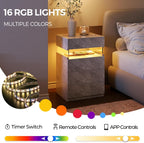 Bingoday Gray LED Night Stand Set 2 with 4 Drawers Modern Bedside Table | Nightstands with App-Controlled Adjustable LED Lights, Night Stand with Storage Shelf ,Modern Bedside Table for Bedroom