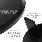 Modern Wood Coffee Table Small Desk Farmhouse Round Coffee Table Floor Table Couch Table Easy Assembly for Living Room/Office/Reception/Sofa Couch End, Black