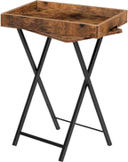 HOOBRO TV Tray Table, Folding Table with Removable Serving Tray, Stable TV Tray Snack Table for Small Space, Portable End Table, for Snacks and Meals in Living Room, Rustic Brown BF29BZ01