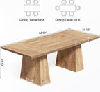 LITTLE TREE Dining Table for 6 People, Wooden Table, Rectangle Furniture with Heavy Duty Legs, Modern Kitchen Table for Home, Dining Room, Oak