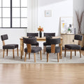 Upholstered Dining Chairs Set of 6, Mid-Century Modern Dining Chairs with Wood Legs, Linen Fabric Farmhouse Kitchen Chairs Armless, Comfy Side Chairs for Living Room/Kitchen, Grey