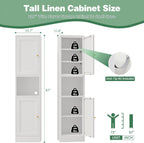 Bevivog Slim Kitchen Pantry Cabinet for Small Space, 67" Tall Narrow Storage Cabinets with Hutch and 3 Adjustable Shelves, Freestanding Tall Slim Bathroom Storage Cabinet