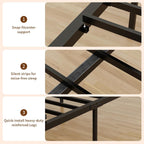 Queen Size Bed Frame with 2 Storage Drawers & Upholstered Headboard, Mid-Century Modern Platform Bed, Tufted Headboard, Metal Slat Support, No Box Spring Needed, Noise-Free, Easy Assembly, Walnut