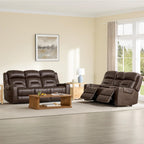Watson & Whitely Genuine Leather Lay Flat Power Reclining Sofa, Brown | 3-Seater Recliner Couch, Power Headrests, Cup Holders, USB & Type-C Charging Ports, Electric Reclining, Living Room